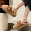 Thick-soled Fluffy Slippers for Women To Wear 2025 Autumn and Winter New Muffin Half Slippers High-end Bag Head Cotton Shoes Children
