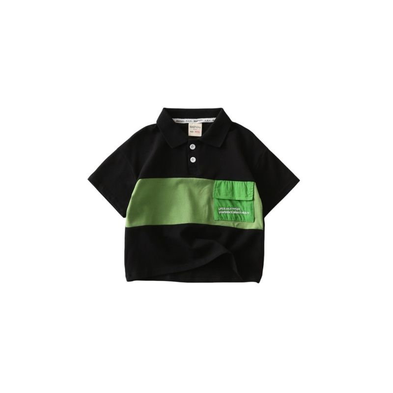 Children's Short-Sleeved T-Shirt, Summer Kidsren's Clothing, Boys' Polo Shirt, Color-Blocked Top, Baby Boy's Letter Casual Lapel Shirt
