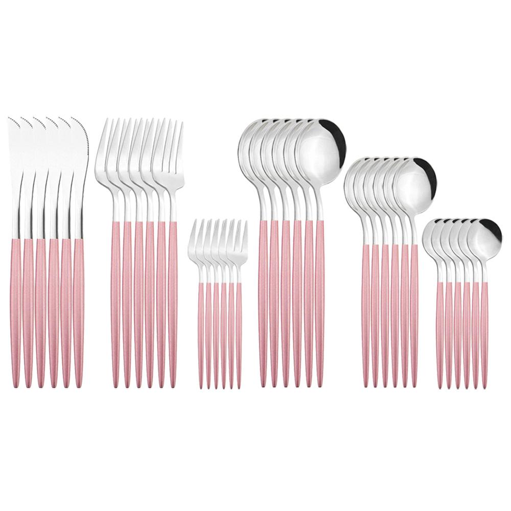 New 36Pcs Mint Gold Cutlery Set Western Silverware Stainless Steel Dinnerware Knife Fork Spoon Tableware Flatware Kitchen Wedding Accessories