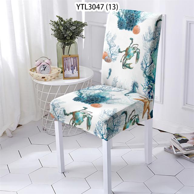 Bürostuhlbezug im Ozean-Tier-Stil, Stretch-Stühle, Küchenstuhlbezug, Pflanzenkorallenmuster, Stuhlbezug für Zuhause