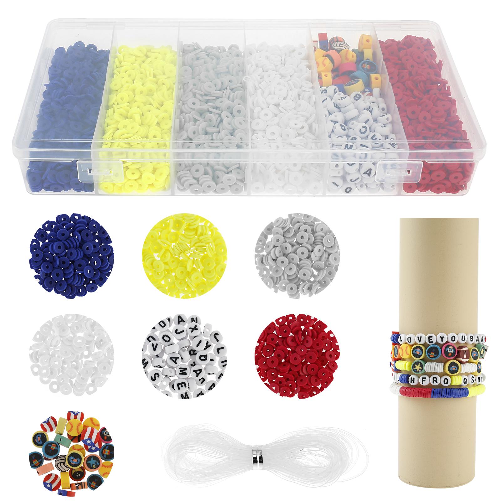 

6mm Flat Clay Beads DIY Necklace Bracelet Making Charms Kit for Friendship Jewelry Gifts for Kids Adults Handmade Enthusiasts