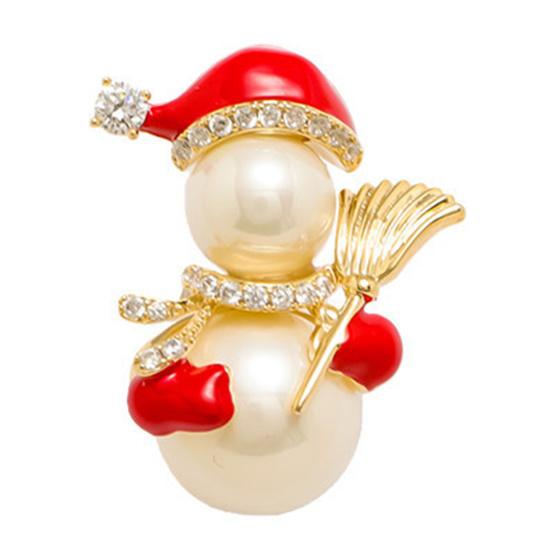 Brooch Pin Christmas Snowman Brooch with Rhinestones