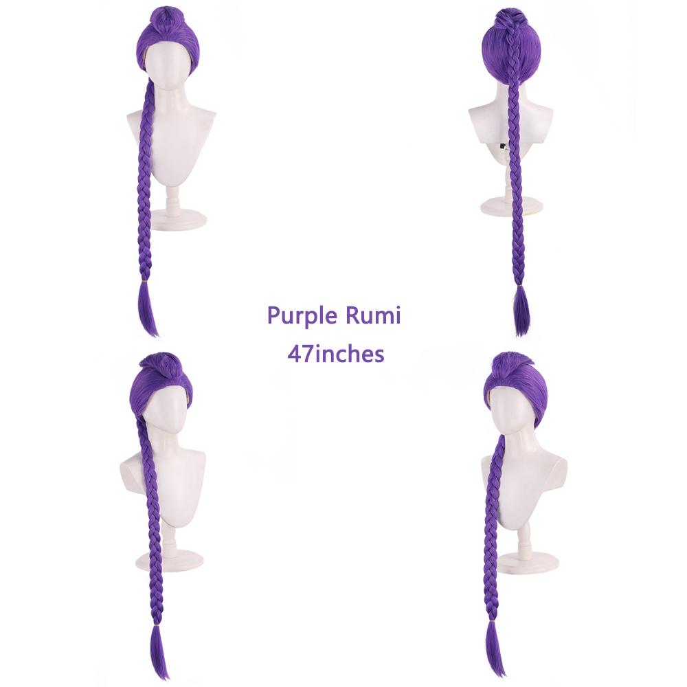 Anime Rumi Mila Zoe Cosplay Synthetisch Haar Dubbele Knot Geschikt voor Dagelijkse Kleding van Vrouwen Feest Rolspel Hittebestendige Vezel Pruik 1Pcs paars