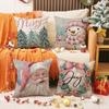 Christmas New Throw Pillow Cover Linen Print Santa Claus Sofa Cushion Cover Home Holiday Decoration Cushion Cover