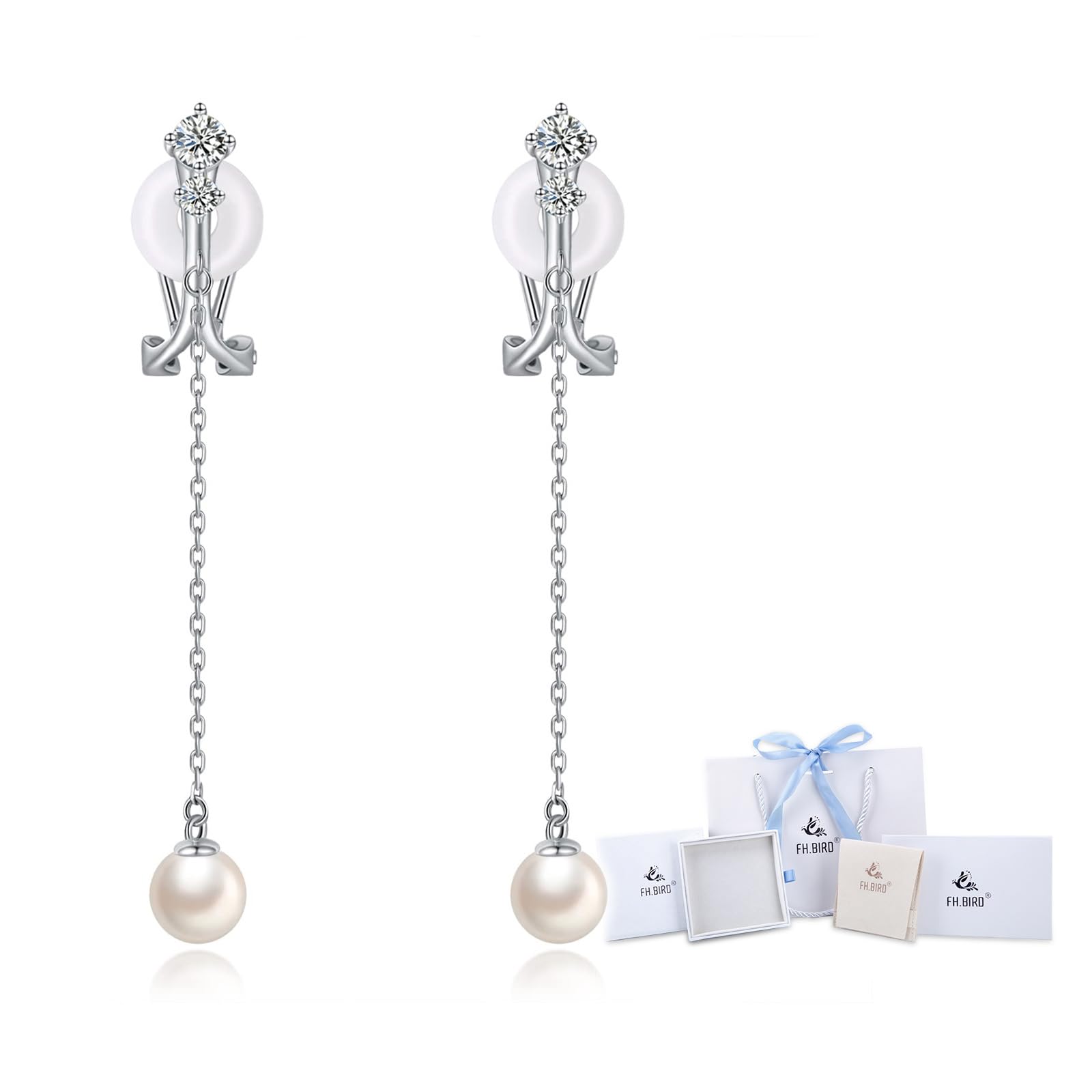 

Gift for pearl earrings for metal silver 925 June entrance graduation women in their jewelry ribbon FH.bird her, women, dangling, wedding,