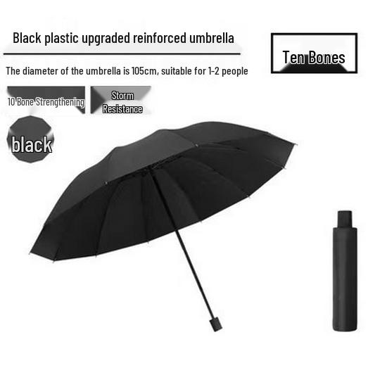 Customized Large Automatic Business Umbrella - Sun & Rain Dual-Use, Black Glue Sunshade, Anti-Rainstorm, Reinforced Windproof.