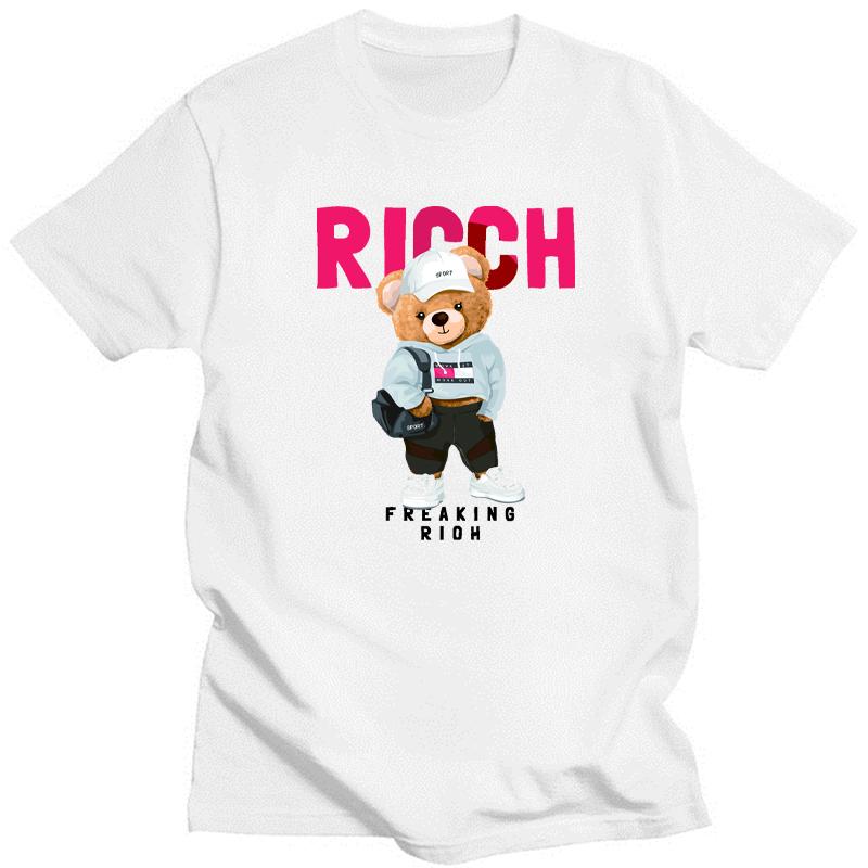 2023 Creative Teddy Robot Print Tshirt Cool Robotic Graphic Streetwear Women Men Casual Oversized Tee Hip Hop Grunge Tee Custom