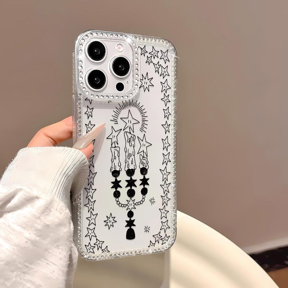Armbandkette Handyhülle Für iPhone 17 16 15 13 14 für 17Air 17 12 14 16 Pro 17 14 16 Pro Max Funkelnder Diamant Niedliches Muster Hartschale Mit Trageband
