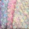 1 Yard DIY Handmade High Quality Lace Mesh Embroidery Sequin 3D Flower Tulle Fabric DIY Dress Bow Clothes Decor Crafts