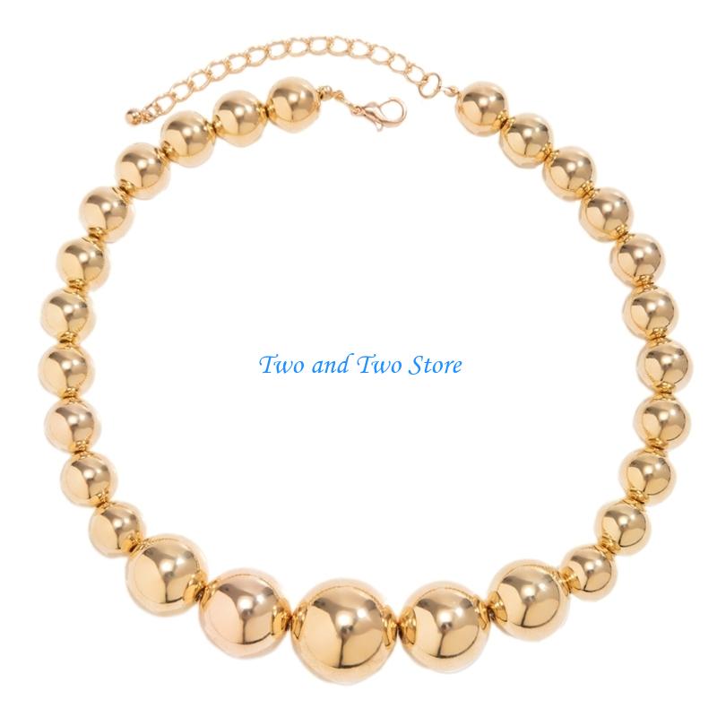 HX6F Unique Vintage Beads Chain Necklace Jewelry Dainty Beaded Neckchains Adornment