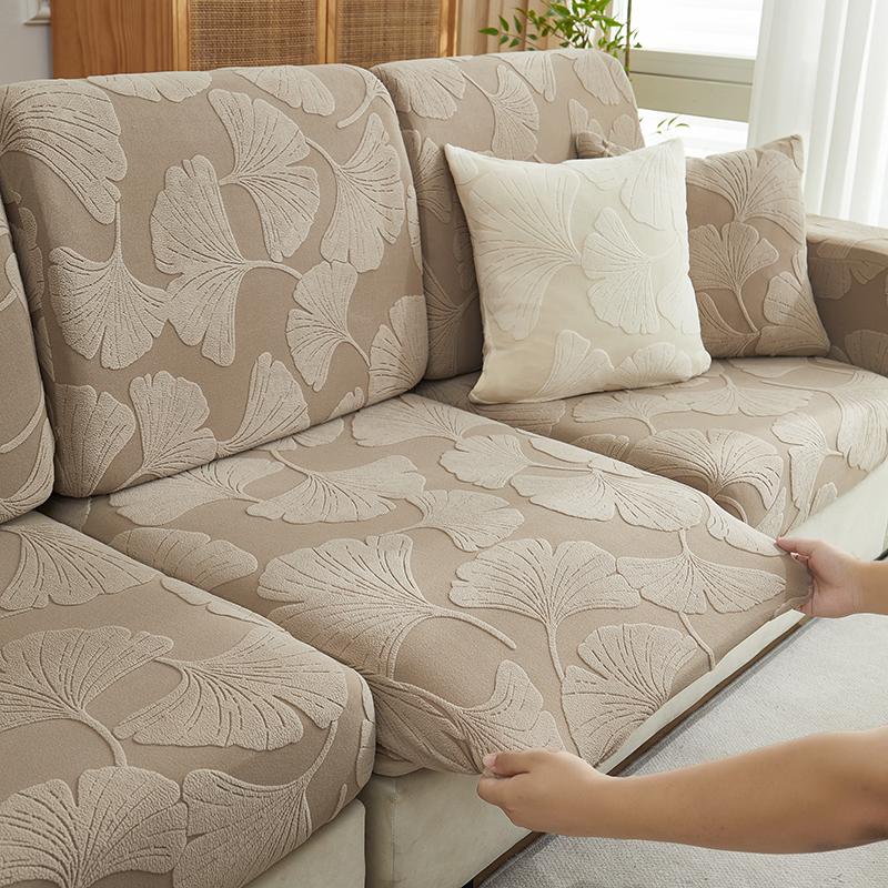 1Pc Ginkgo Leaf Shape Sofa Cover Elastic Fit Soft Jacquard Sofa Slipcover For Living Room Thicken Sofa Couch Cushion Covers
