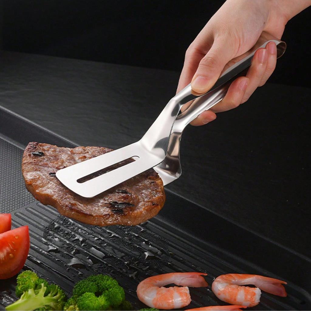 1 Pc Stainless Steel Multi Functional Frying Clip For Steak, Fish, Meat, And TNoodles,Ldeal For Barbecues And Baking ,Easy To Use