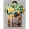 Herren Tier Lustige Katze Bedrucktes T-Shirt Kurzarm T-Shirt Tops 3D-Druck O-Ausschnitt Shirts Party Sommer Lässig Herrenbekleidung