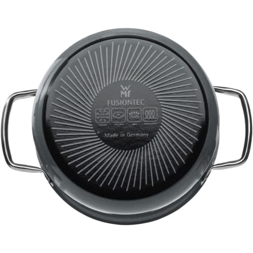 WMF FusionTech Mineral High Casserole PL (Platinum) 24cm Deep Cooking Pot, Induction and Gas Compatible, Waterless Cooking, Made with Mineral Material