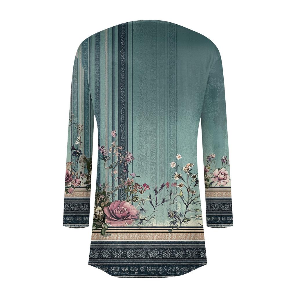 Women's Fashion Casual Vintage Floral Printed Mid-Length Cardigan Jacket