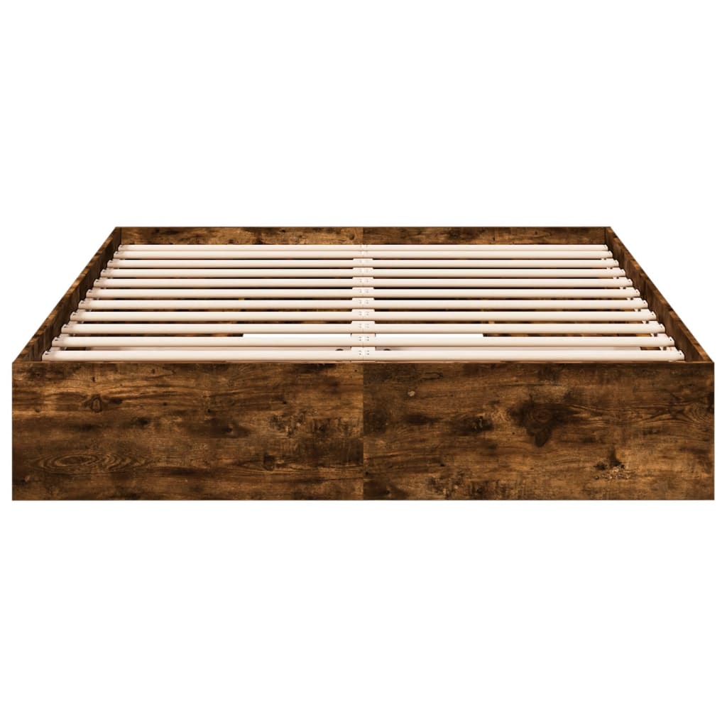Bed Frame with Drawers Smoked Oak 160x200cm Engineered Wood