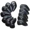 12PCS/Set Golf Accessories Iron Anti-slip Litchi grain PU leather Golf Club Head Cover Protector