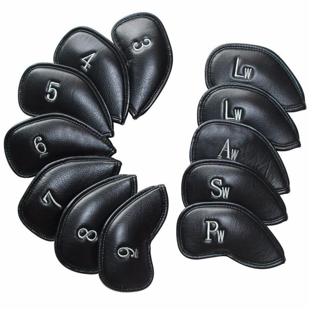 Red Black Golf Accessories Anti-slip Protector Golf Club Head Cover Litchi grain PU leather