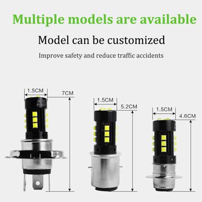 AC DC Universal Ultra White High Brightness Motorcycle Headlamp Bulb H4 P15D BA20D 3030 15SMD High/Low Bulb Motor Lime Headlamp
