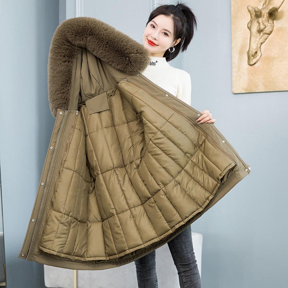 

Женская куртка средней длины с подкладкой, со съемной подкладкой, куртка-пирожок с подкладкой, для зимы 3XL светло-коричневого