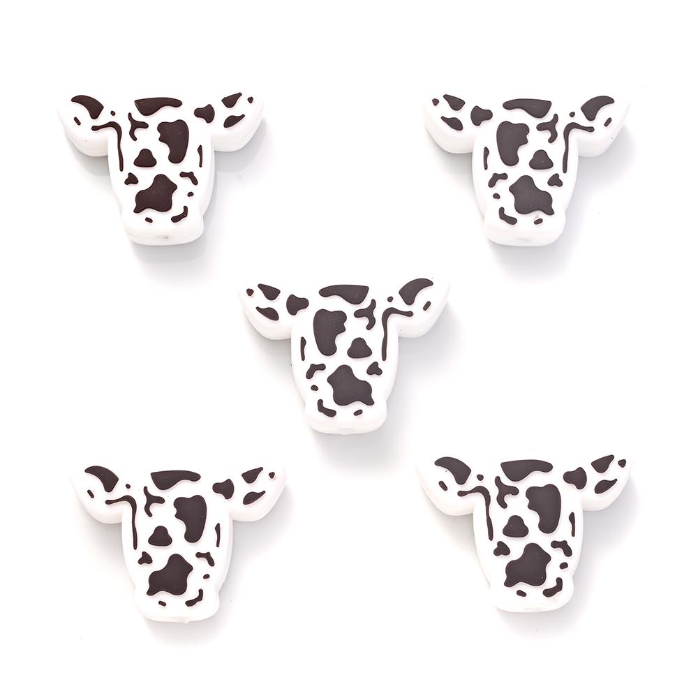 10pcs Cartoon Silicone Animal Design Food Grade Focal Teether Beads Baby Chew Toy Teething Necklace DIY Nursing Jewelry Making