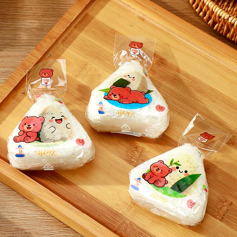 50Pcs Lovely Cartoon Japenese Triangle Rice Ball Packaging Bag Nori Onigiri Sushi Bag Sushi Making Mold Bento Accessories