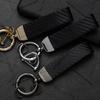 AAAMG1 Car Keychain For Ford Fiesta ST MK6 MK7 MK8 Logo Carbon Fiber Leather Zinc Alloy Emblem Key Chain Accessories