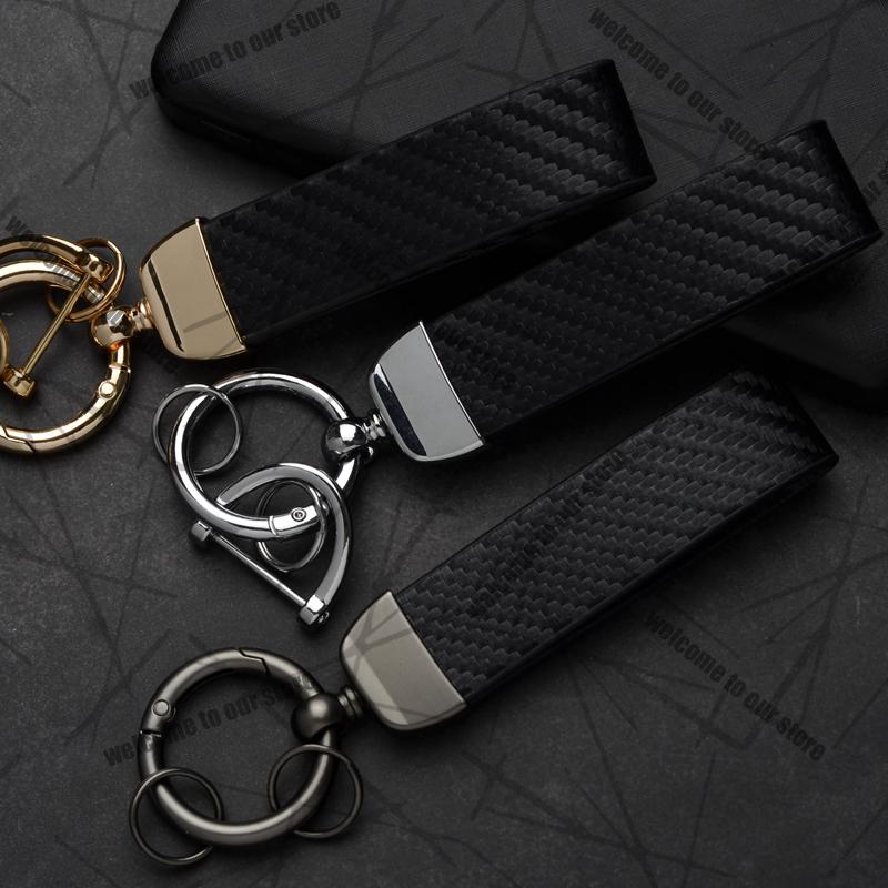 AAAMG1 Car Keychain For Ford Fiesta ST MK6 MK7 MK8 Logo Carbon Fiber Leather Zinc Alloy Emblem Key Chain Accessories