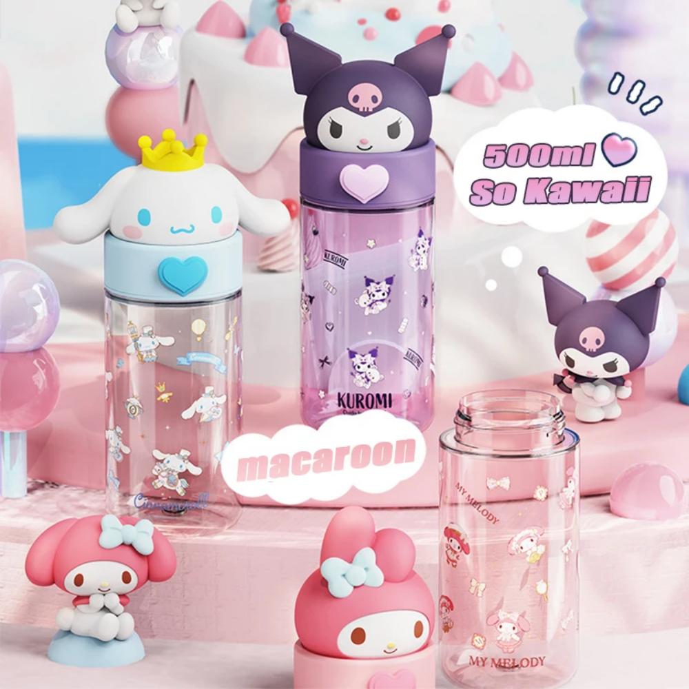 Cute 500Ml Kawaii Dolls Transparent Cup Cartoon Kuromi Cinnamoroll Melody Plastic Water Bottle Gifts For Kids Adults Children's Birthday Gift Holiday