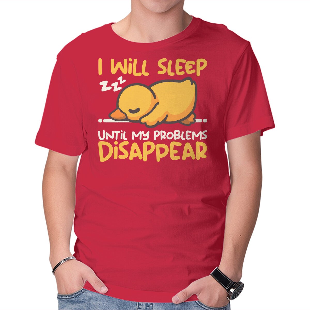 Unisex Crew Neck T-Shirt Sleeping Duck With Problems Graphic Short Sleeve Casual Tee XXXL
