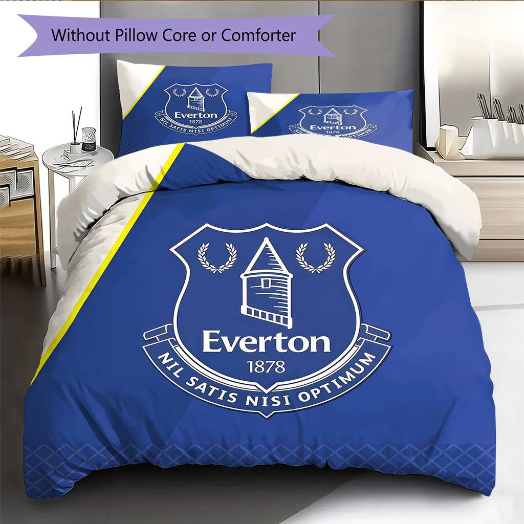 Everton Football Club Pattern Bedding Quilt Set Home Decoration Gift (1 * duvet cover + 2 * pillowcase without core)
