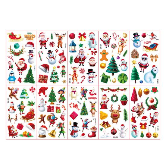 

10 шт., рождественские татуировки, наклейки, милый мультфильм, Санта-Клаус, снеговик, Лось, медведь, рождественская елка, детские наклейки A