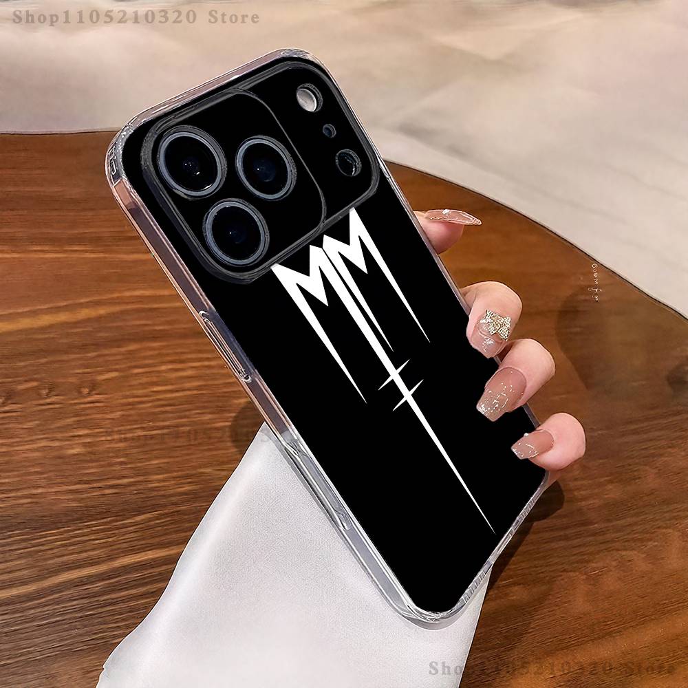 M-Marilyn M-Manson Phone Case For iPhone 17,16,15,14,13,12,11 Pro,Max,Plus,XR,Mini,E Clear Full-coverage Soft Cover