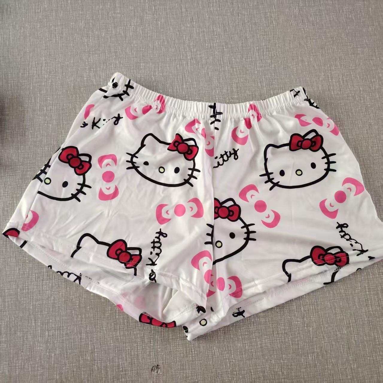 Мужские шорты-пижама с мультяшным рисунком Hello Kitty - Летние повседневные свободного кроя M белый