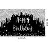 Black White Silver Happy Birthday Banner Decorations for Women Girls, Black Silver Happy Birthday Backdrop Sign Party Supplies, 16th 21st 30th 40th