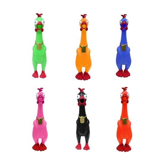 Squeeze Me Giant Rubber Chicken Toy 27-Inch Glow In The Dark Stress Relief Chicken Toy Tie-Dyed Squeaky Prank Gag Gift for Parties