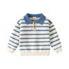 Kinderkleidung Jungen Casual Pullover Baby Frühling und Herbst Revers Strickpullover Jungen Gestreiftes warmes Oberteil