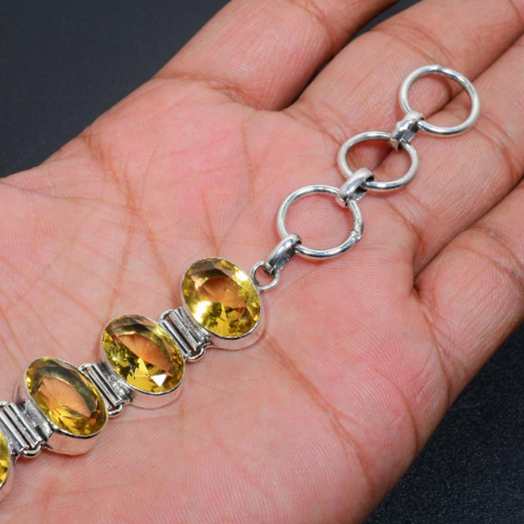 Citrine Bracelet Citrine Gemstone Handmade 925 Sterling Silver Bracelet Citrine Bracelet For Gift Purple Citrine Bracelet For Mother For Her