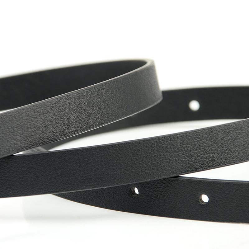 Simple and Versatile Multi-color Women's Thin Belt Fresh and Sweet Dress Decorative Oval Button PU Belt