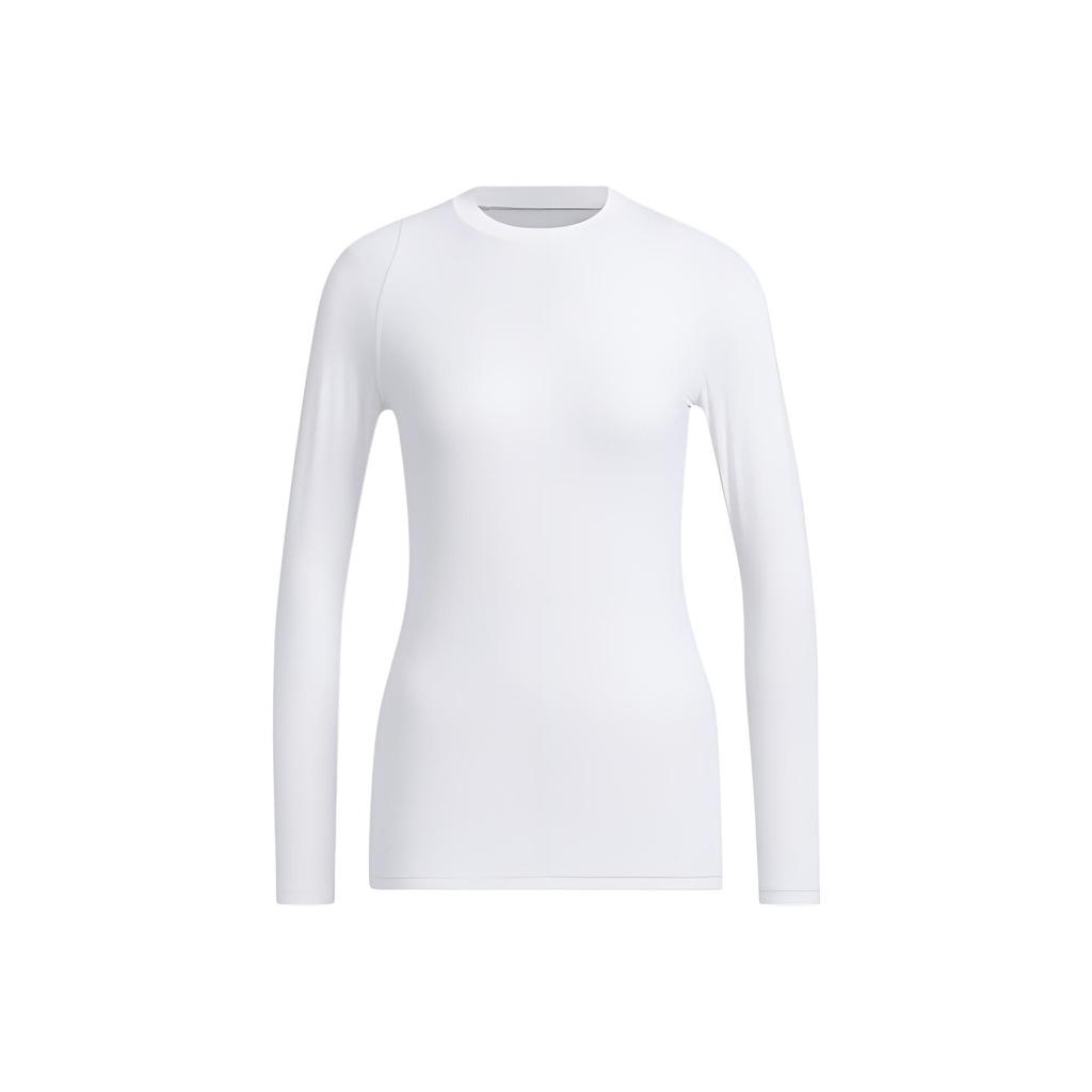 Adidas Solid Color Crew Neck Pullover Long Sleeve Raglan T-Shirt Women Tops White HT0026
