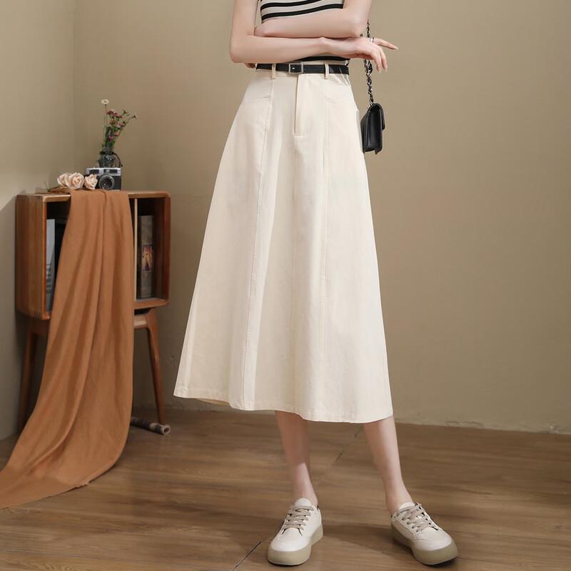 

TERRE BLEUE Women s High-Waist A-Line Midi Skirt M