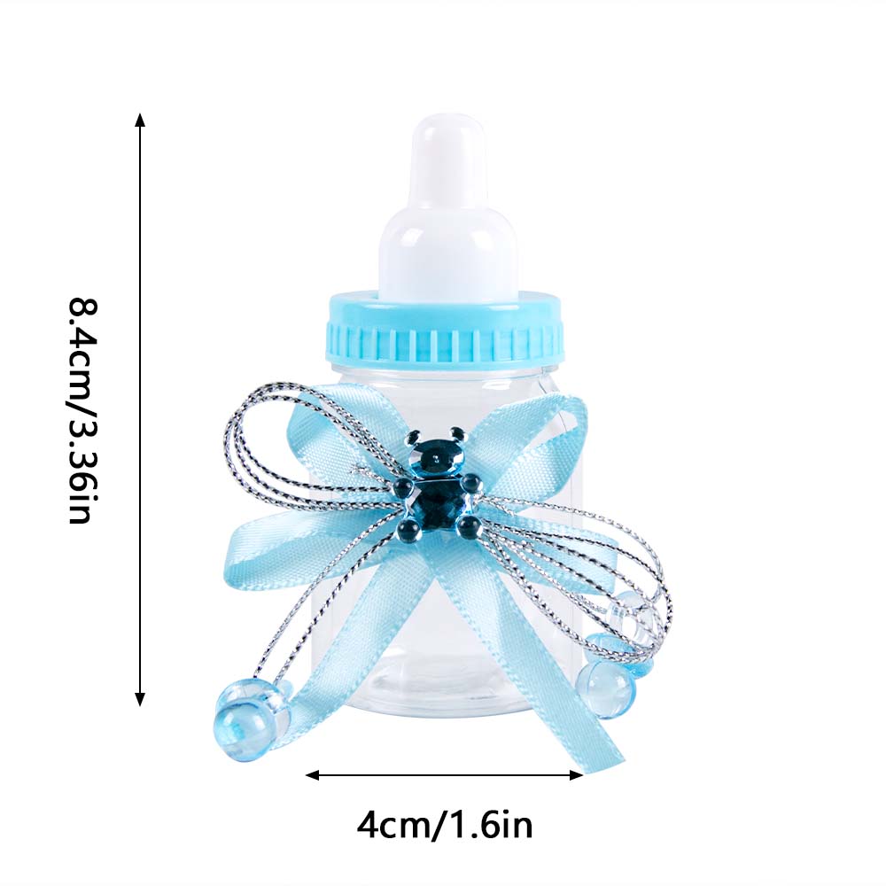 6pcs Mini Baby Bottles with Ribbon and Bear Baby Shower Party Candy Box Kids Boys Girls Birthday Party Gift Box Gender Reveal