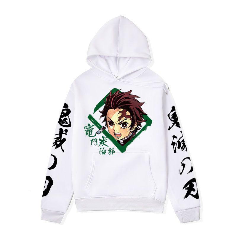 Anime Demon Slayer Hoodie Mens Winter Fleece Lined Oversized Casual Streetwear Pullover