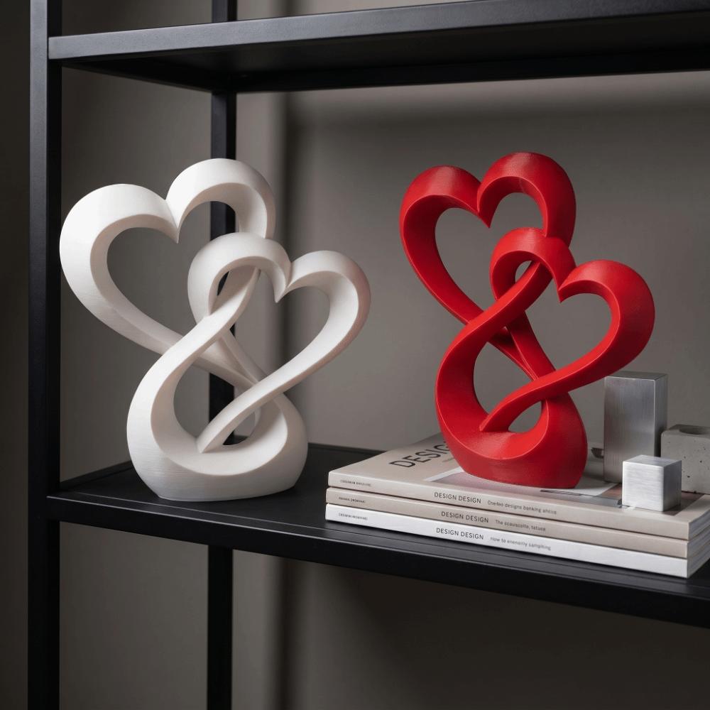 3D Printed Double Heart Ornament Lovers Gifts Hollow Heart Models Car Interior Ornament Home Decor
