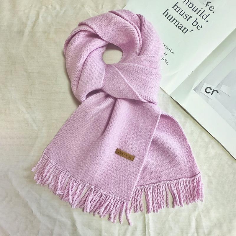 Autumn and Winter Atmosphere Fringed Knitted Scarf High-end Warm Versatile Student Instant Noodle Scarf