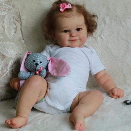Adorable muñeca de bebé Reborn de 50 cm Maddie de tela o cuerpo completo de silicona opcional Muñeca para bebés recién nacidos hecha a mano con cabello rizado enraizado Muñecas bebé realistas