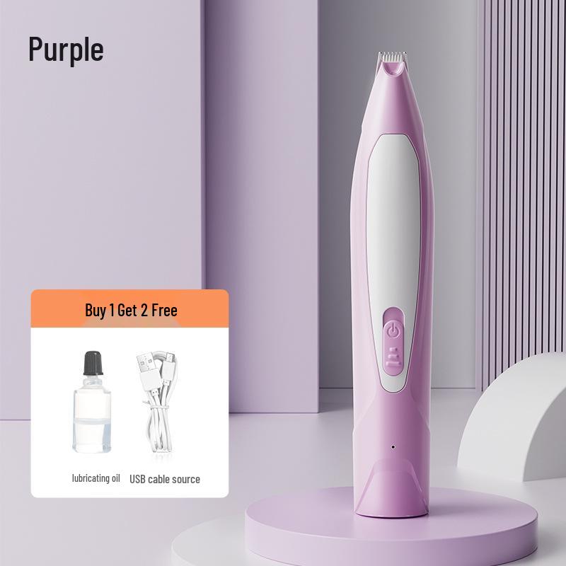 Rechargeable Pet Paw & Hair Trimmer - Safe Rounded Edge, Low Noise, Vibrating Electric Clipper with Light