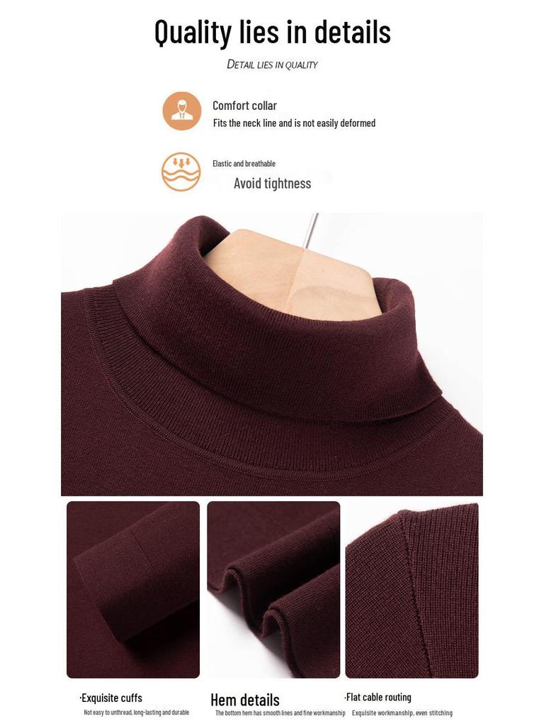2025 Winter Fashion: Men's Fine Australian Wool High-Neck Sweater - Thick, Casual Style for All Ages