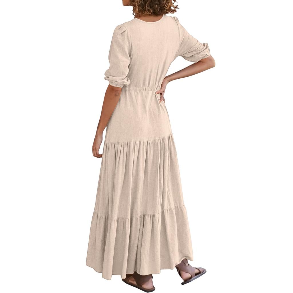 Women's Fashionable Solid Color Elegant Temperament Hanging Neck Waistband Dress