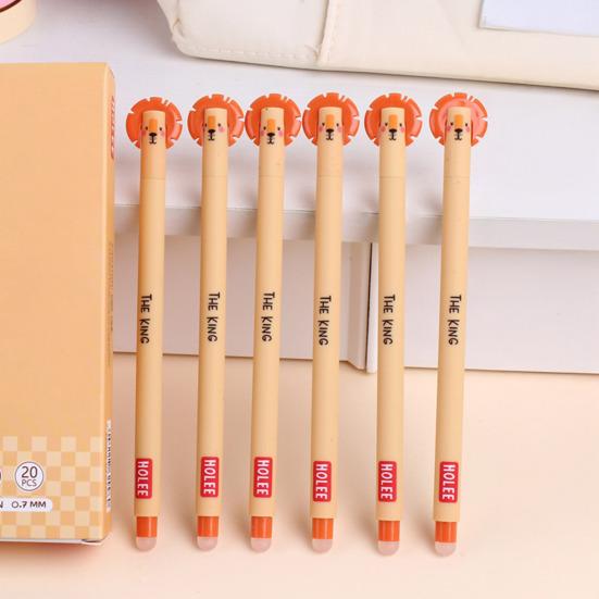 Smazatelná propiska 0,7 mm s černým inkoustem, s měkkým úchopem šetrným k pokožce, roztomilé zvířecí víčka, design s tlačítkem, doplňovatelné tužky, školní potřeby